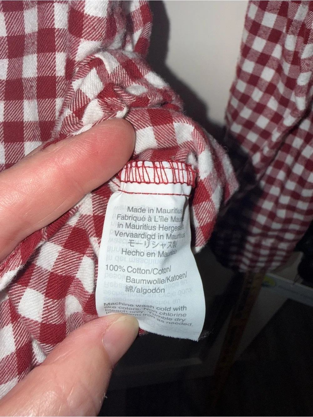 J. Crew Men's Burgundy and White Gingham Button-Down Shirt
